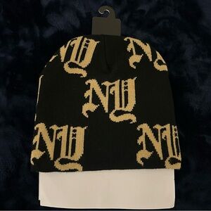 Black and Gold Patterned Beanie